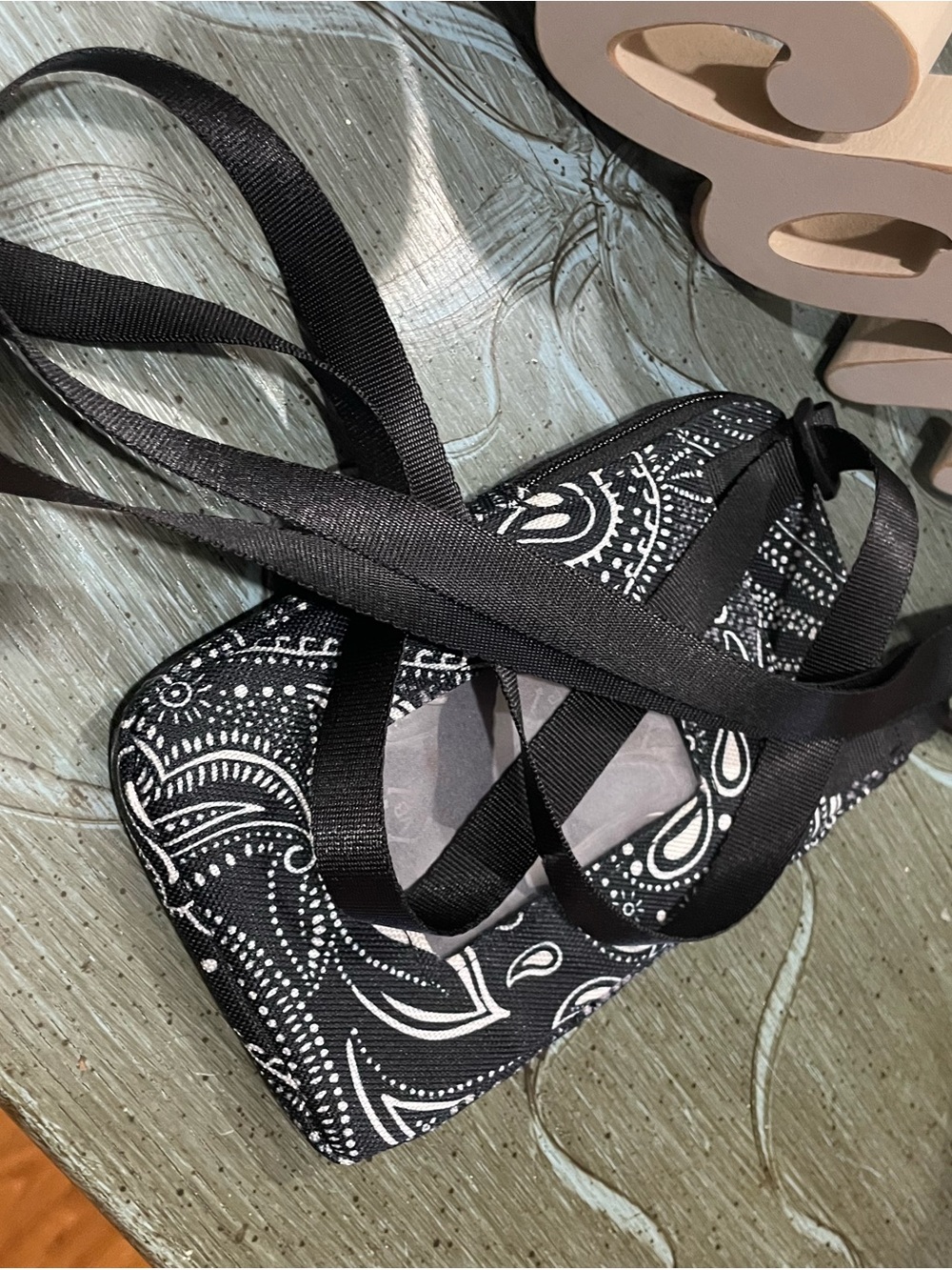 Vera Bradley Black and White Paisley Crossbody with Ribbon Straps